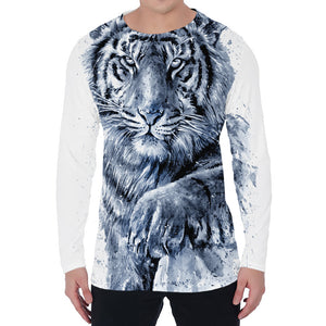 White Tiger Painting Print Men's Long Sleeve T-Shirt