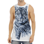 White Tiger Painting Print Men's Muscle Tank Top