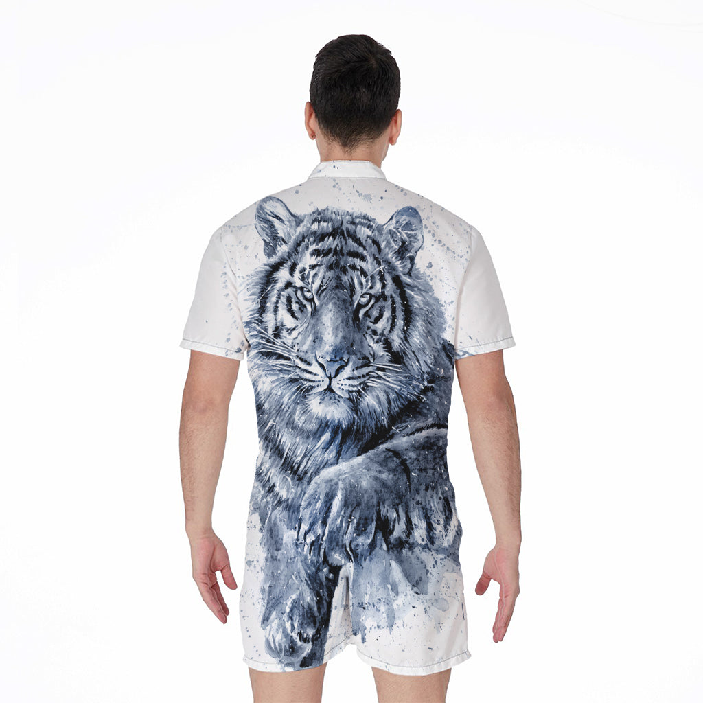 White Tiger Painting Print Men's Rompers