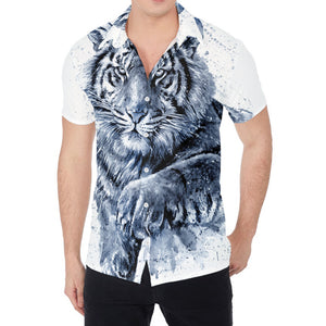 White Tiger Painting Print Men's Shirt