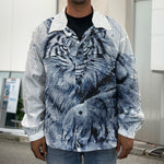 White Tiger Painting Print Men's Shirt Jacket