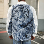 White Tiger Painting Print Men's Shirt Jacket