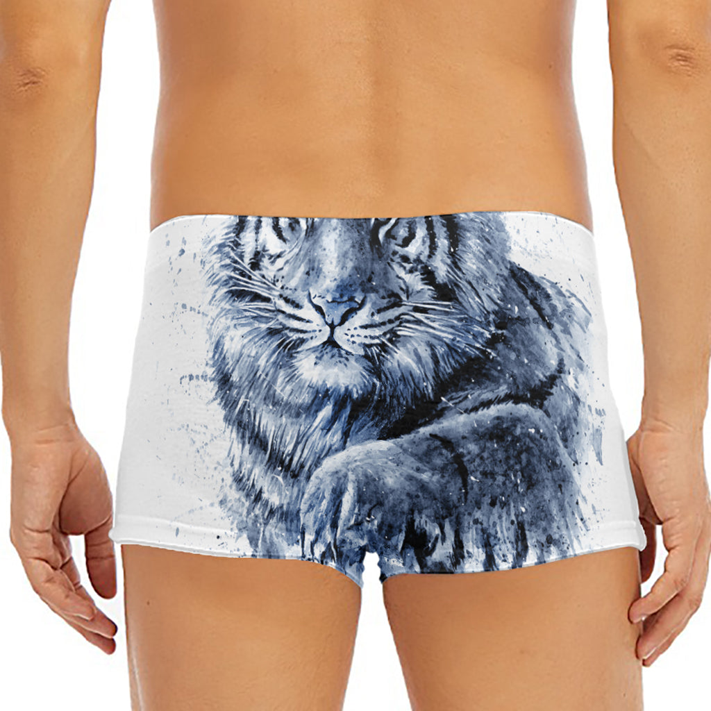 White Tiger Painting Print Men's Short Boxer Briefs