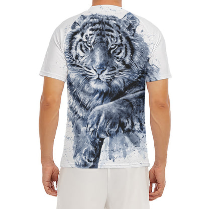 White Tiger Painting Print Men's Short Sleeve Rash Guard