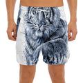 White Tiger Painting Print Men's Split Running Shorts