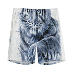 White Tiger Painting Print Men's Sports Shorts