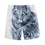 White Tiger Painting Print Men's Sports Shorts