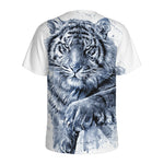 White Tiger Painting Print Men's Sports T-Shirt