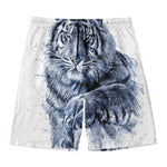 White Tiger Painting Print Men's Swim Trunks