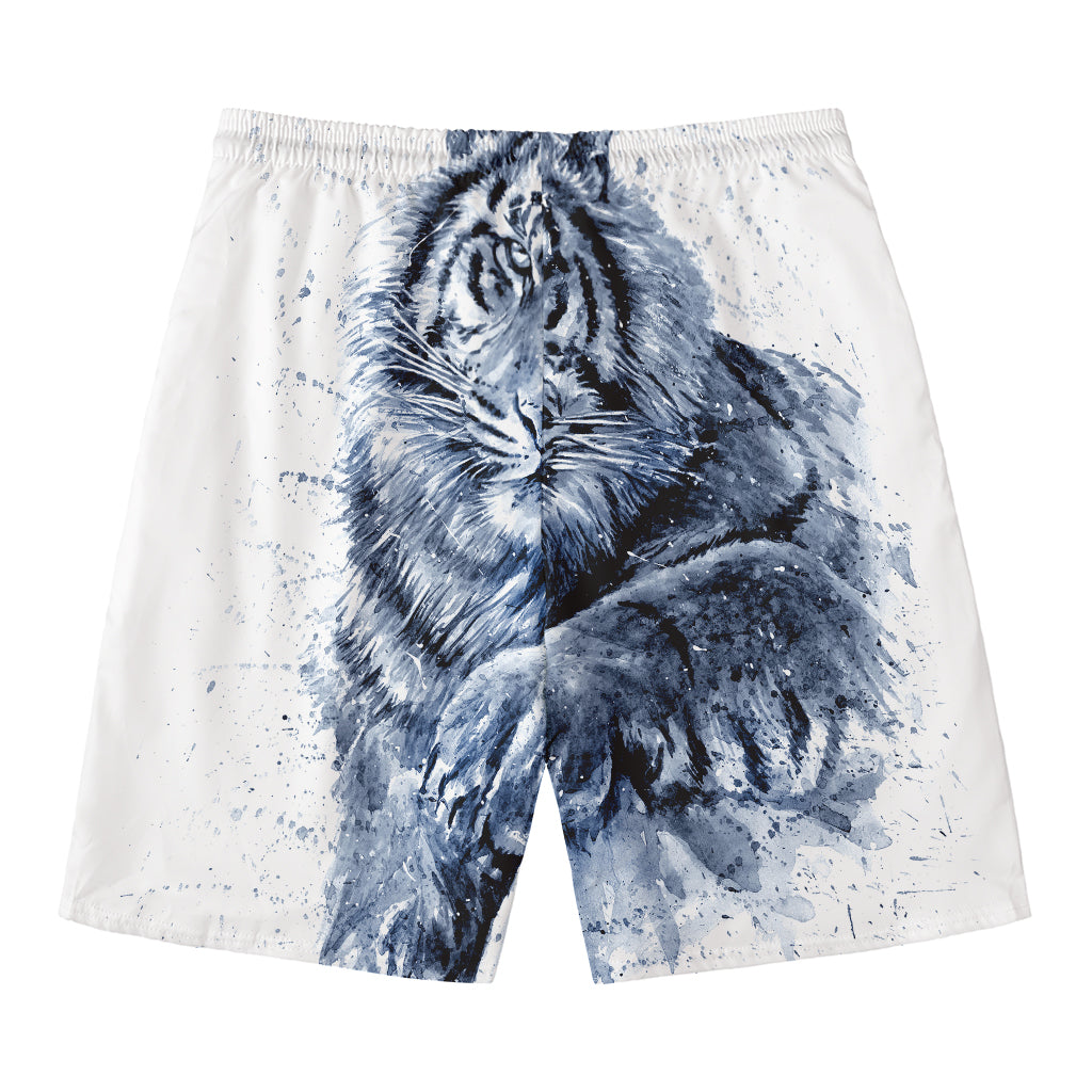 White Tiger Painting Print Men's Swim Trunks