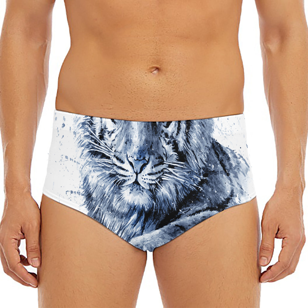 White Tiger Painting Print Men's Triangle Swim Briefs
