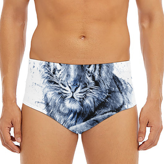 White Tiger Painting Print Men's Triangle Swim Briefs
