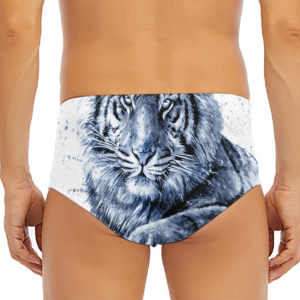 White Tiger Painting Print Men's Triangle Swim Briefs