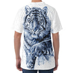 White Tiger Painting Print Men's Velvet T-Shirt