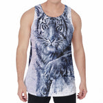 White Tiger Painting Print Men's Velvet Tank Top