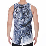 White Tiger Painting Print Men's Velvet Tank Top