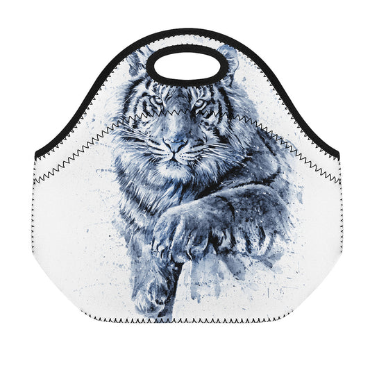 White Tiger Painting Print Neoprene Lunch Bag