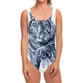 White Tiger Painting Print One Piece Swimsuit