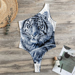 White Tiger Painting Print One Shoulder Bodysuit