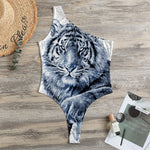 White Tiger Painting Print One Shoulder Bodysuit