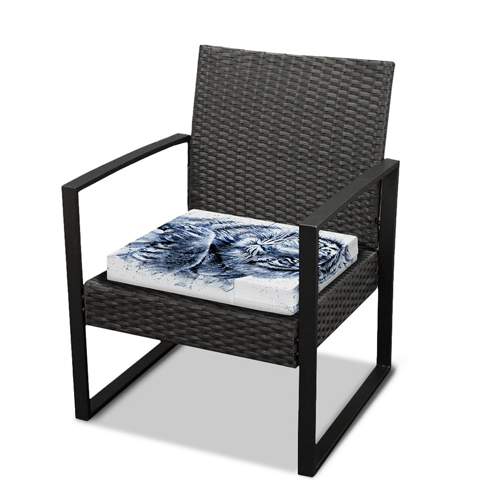 White Tiger Painting Print Outdoor Seat Cushion Cover