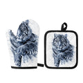 White Tiger Painting Print Oven Mitt And Pot Holder Set
