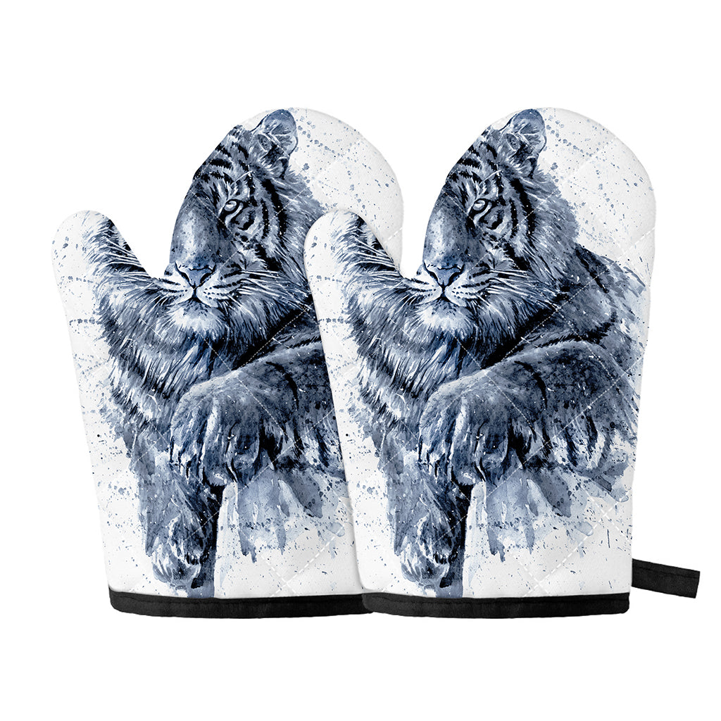 White Tiger Painting Print Oven Mitts