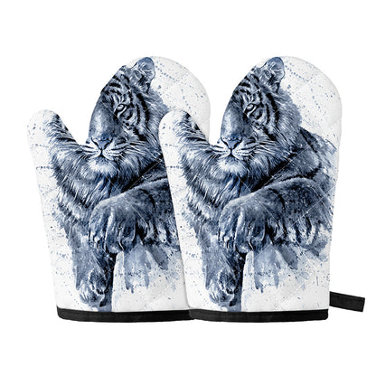 White Tiger Painting Print Oven Mitts