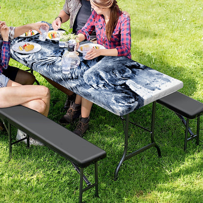 White Tiger Painting Print Picnic Table Cover