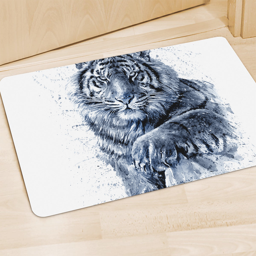 White Tiger Painting Print Polyester Doormat
