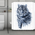 White Tiger Painting Print Polyester Shower Curtain
