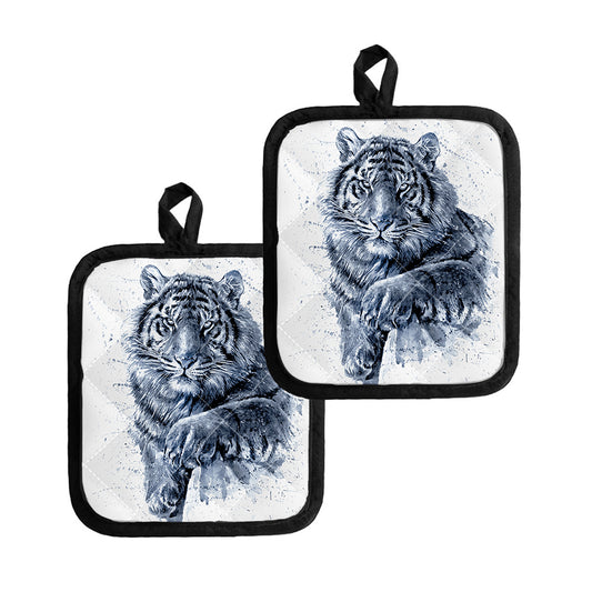 White Tiger Painting Print Pot Holders