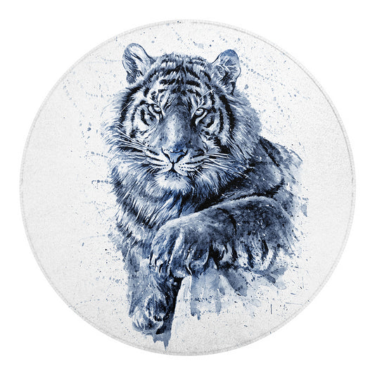 White Tiger Painting Print Round Blanket