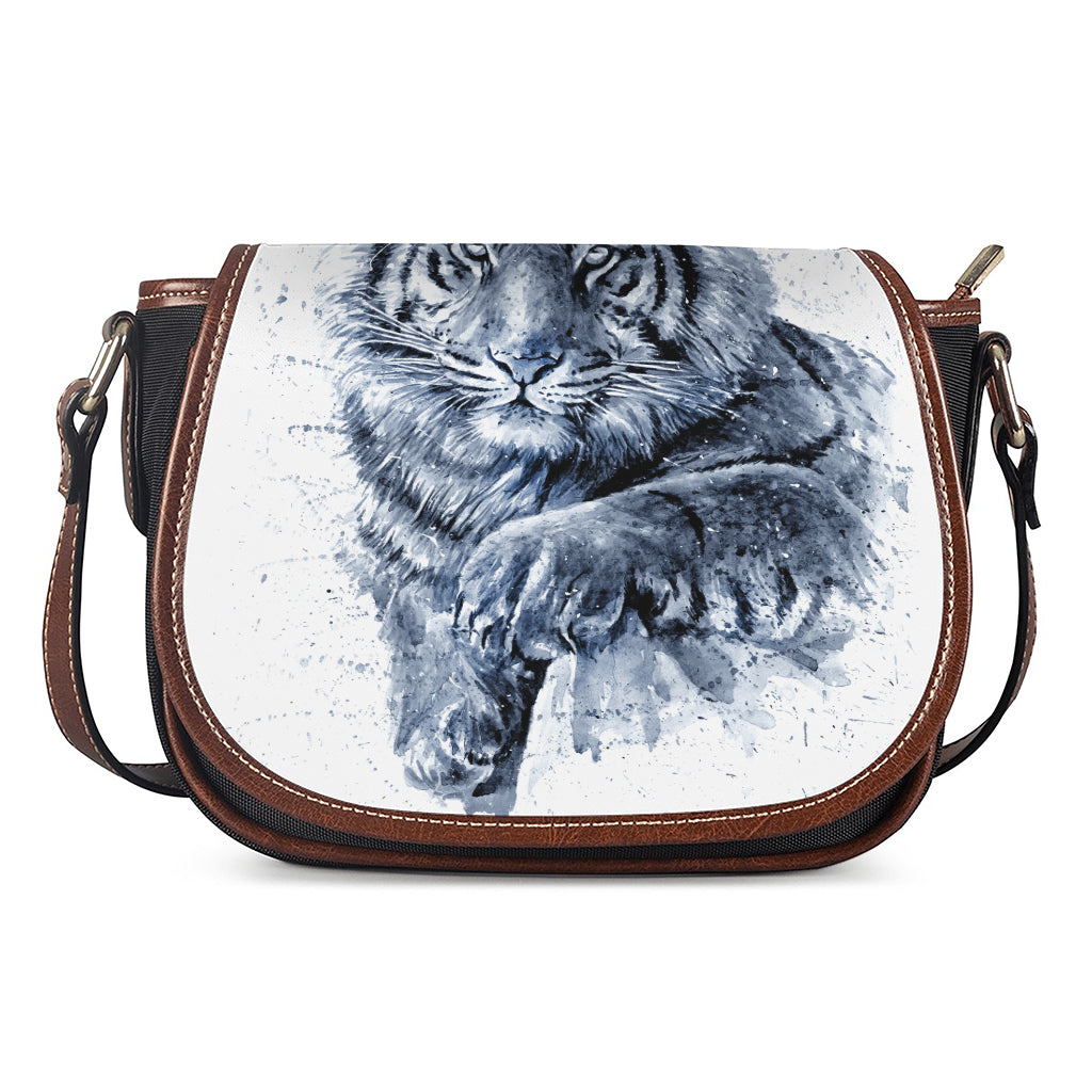 White Tiger Painting Print Saddle Bag
