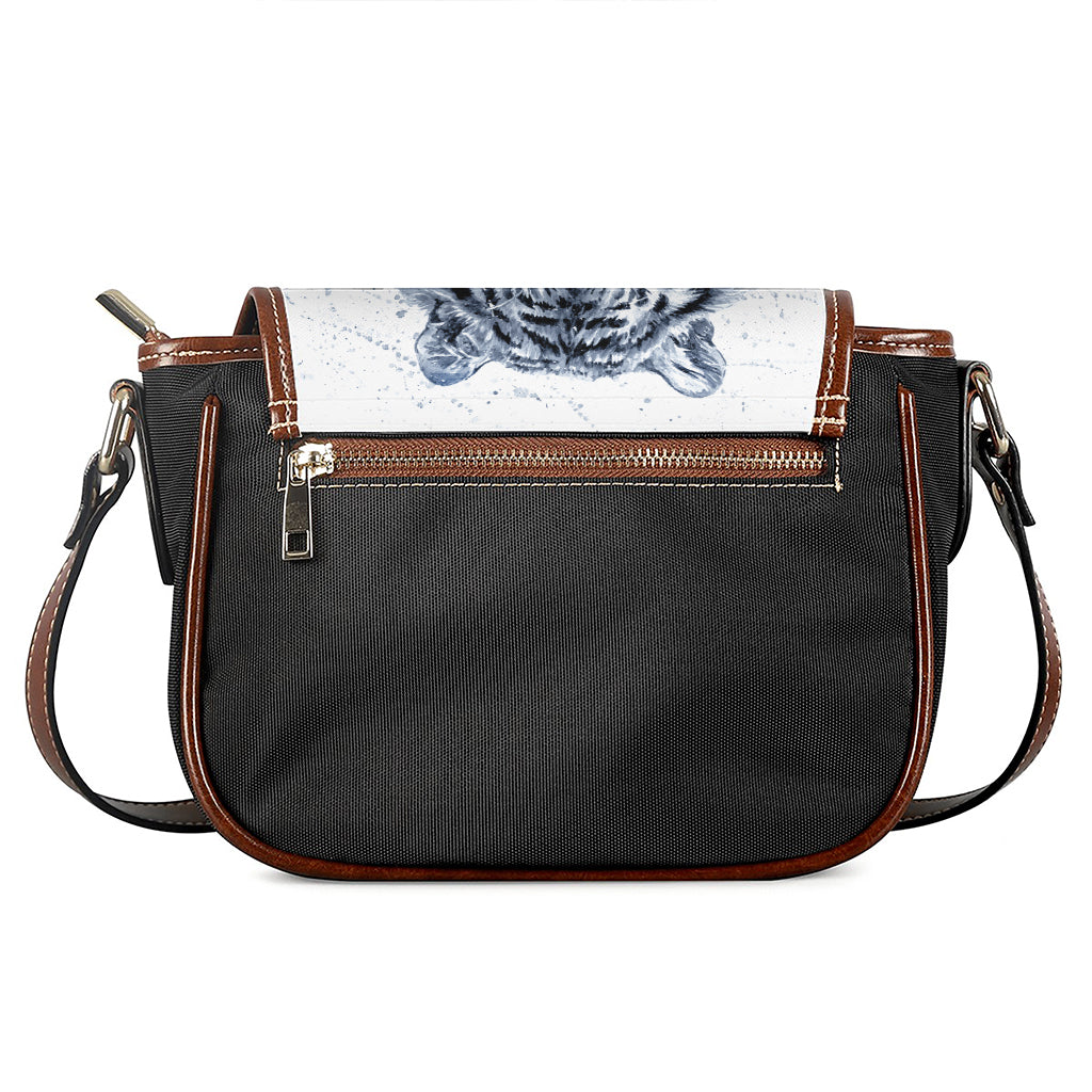 White Tiger Painting Print Saddle Bag