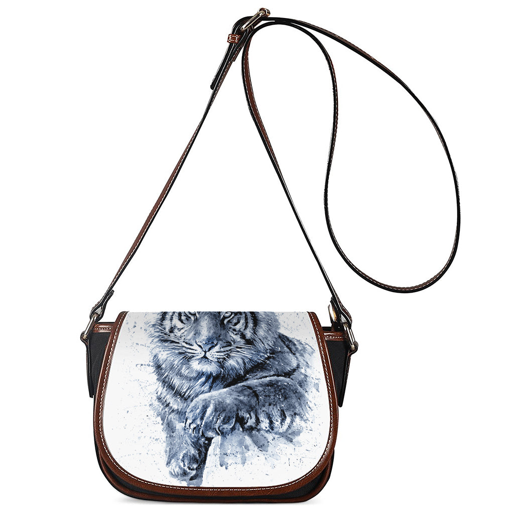 White Tiger Painting Print Saddle Bag