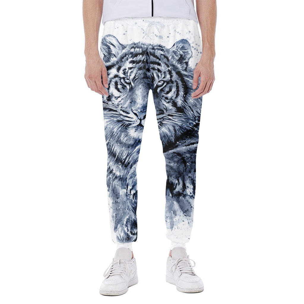 White Tiger Painting Print Scuba Joggers