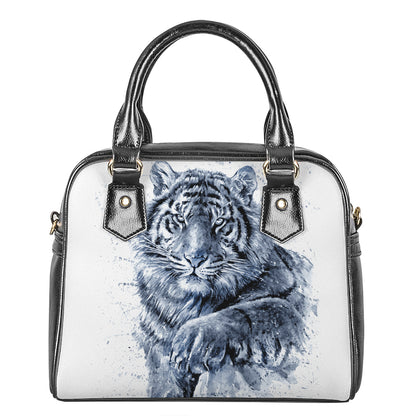 White Tiger Painting Print Shoulder Handbag