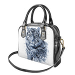 White Tiger Painting Print Shoulder Handbag