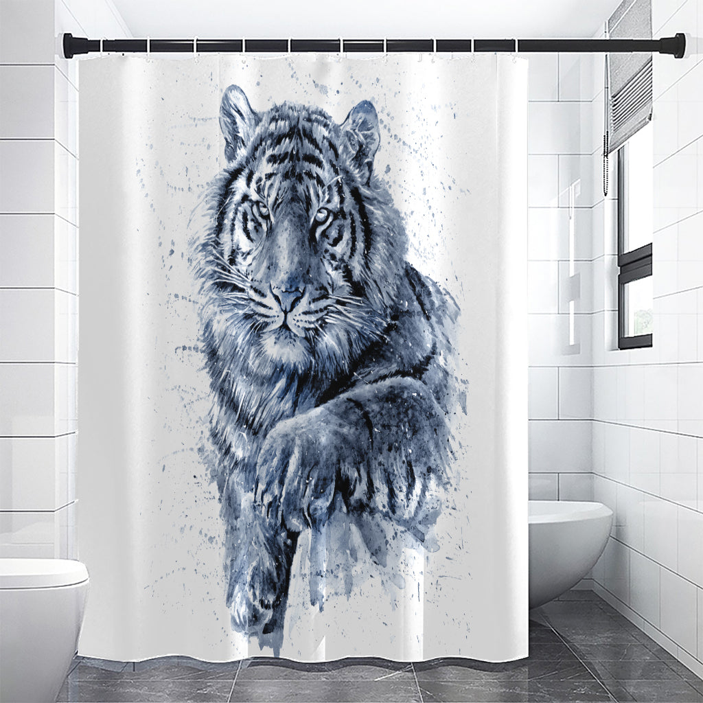 White Tiger Painting Print Shower Curtain