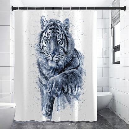 White Tiger Painting Print Shower Curtain