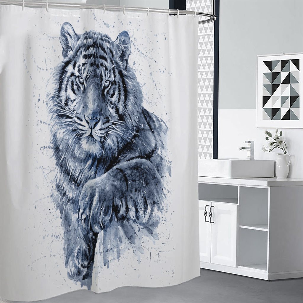 White Tiger Painting Print Shower Curtain