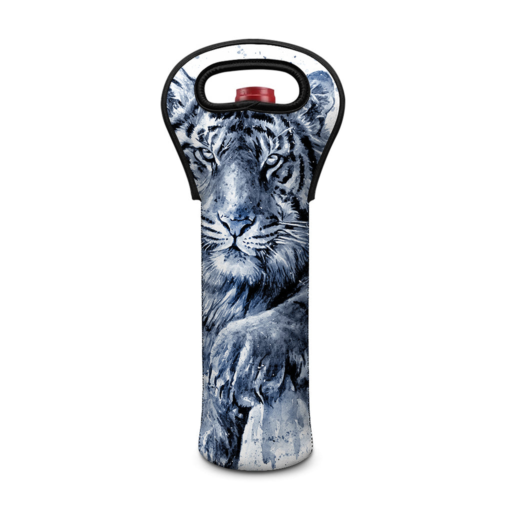 White Tiger Painting Print Single Neoprene Wine Tote