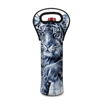 White Tiger Painting Print Single Neoprene Wine Tote
