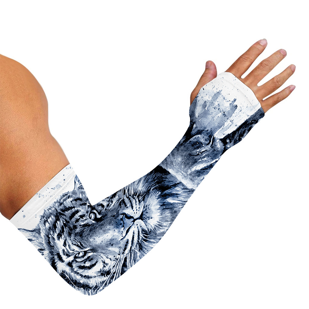 White Tiger Painting Print Sun Protection Arm Sleeves