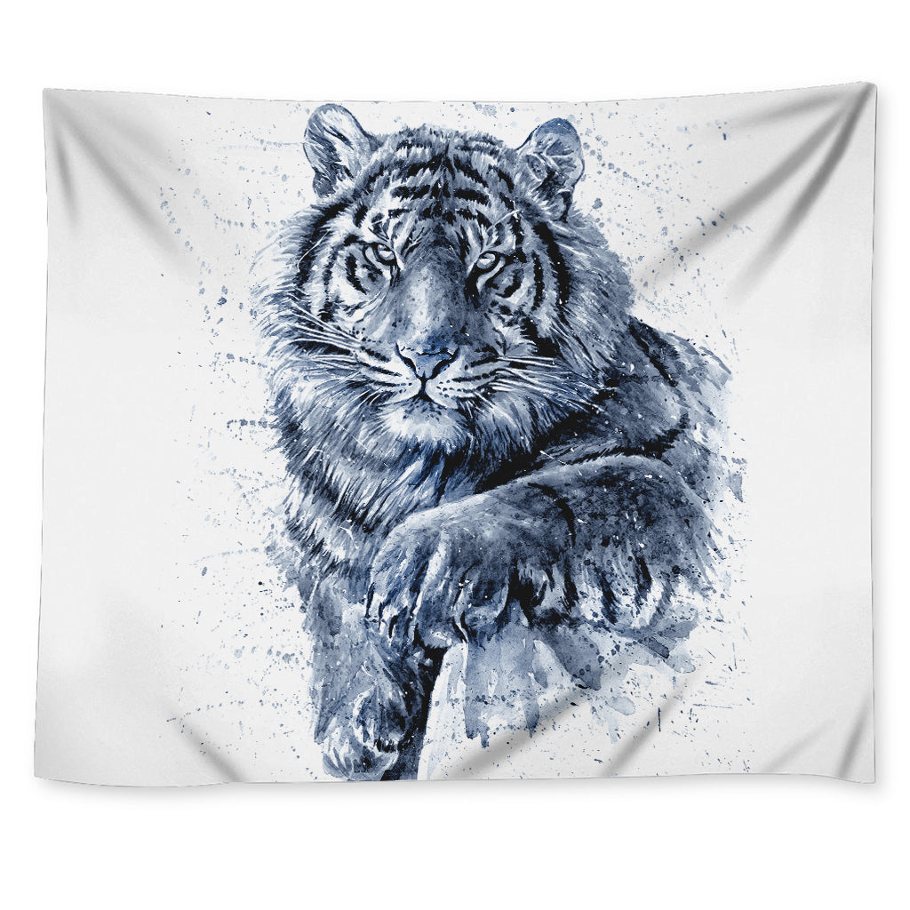 White Tiger Painting Print Tapestry