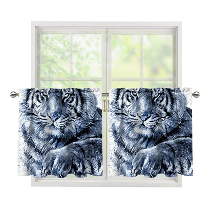 White Tiger Painting Print Tier Curtains