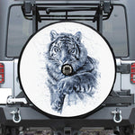 White Tiger Painting Print Tire Cover With Camera Hole