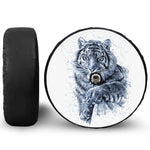 White Tiger Painting Print Tire Cover With Camera Hole