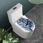 White Tiger Painting Print Toilet Lid Cover